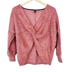 Windsor Mauve Fuzzy Twist Front Sweater Sz S